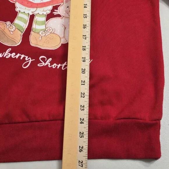 Strawberry Shortcake Sweater Sweatshirt Size XS  Red Long Sleeve Oversized - Picture 5 of 10